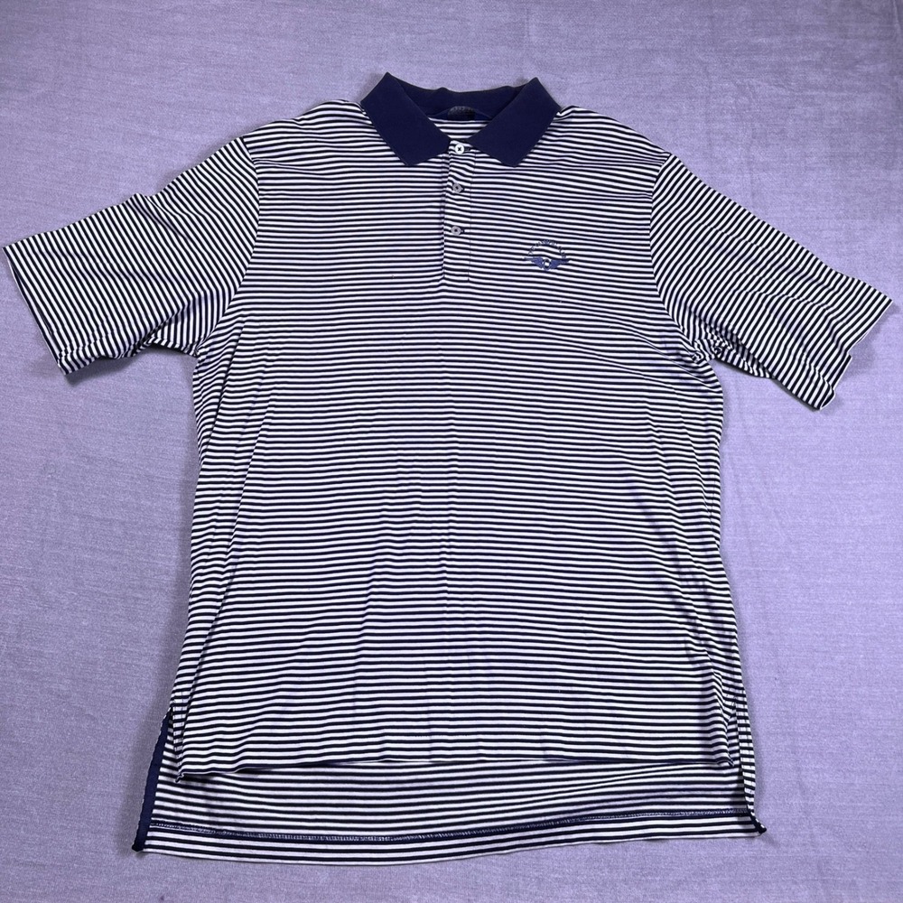Polo Golf Ralph‎ Lauren Striped Olympic Club Pima Cotton Polo Shirt Mens L Navy